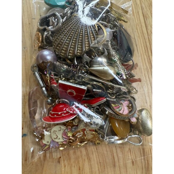 Charm & Small Pendant Lot With Silver Tone Toggle Bracelet For DIY Jewelry Craft - Picture 7 of 12